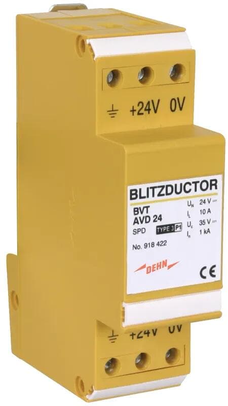 Dehn BVT AVD 24 Kombiableiter BLITZDUCTOR VT für Gleichspannungsversorgungen, gelb (918422)