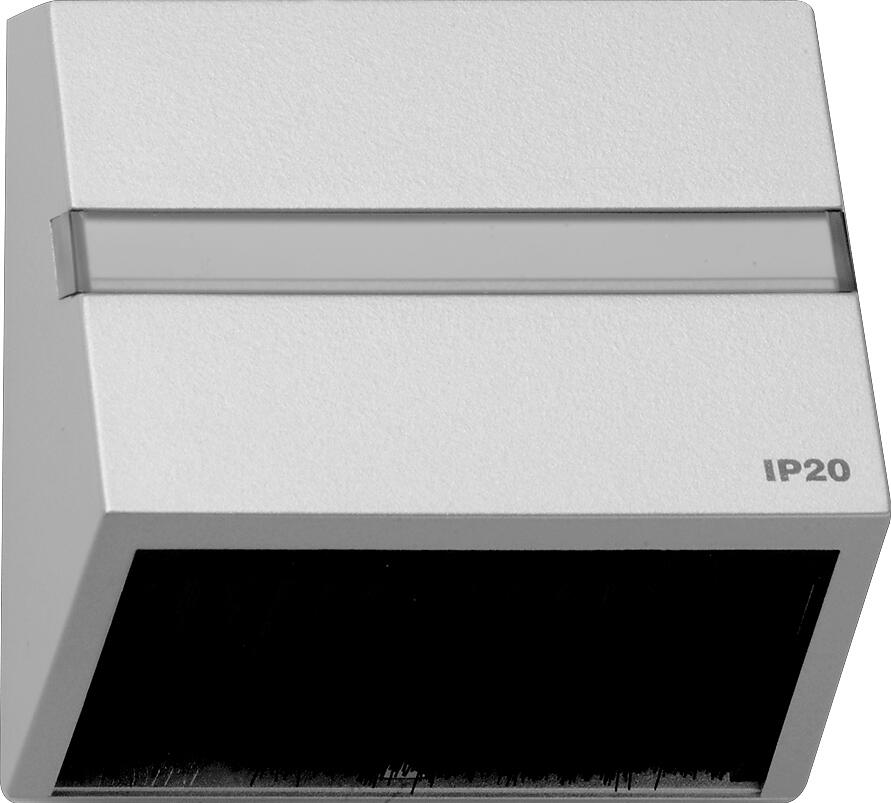 Steckbare Abdeckhaube für Geräte mit Abdeckung (50 x 50 mm) und Schrägauslass (IP 20), Kommunikationstechnik, Farbe Aluminium, Gira 0682 65