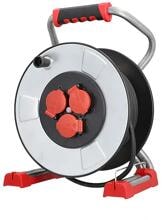 Bachmann Profi-Kabeltrommel IronCoat, 25m, H07RN-F 3G1,5qmm, Schutzkontakt-Zentralstecker, silber/rot/schwarz (399.194)