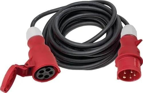 Weingärtner CEE-Verlängerung m.Phasenwendestecker 32A 400V 10m H07RN-F 5x4mm² IP44, schwarz (04130)