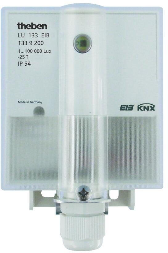 Theben LUNA 133 KNX Dämmerungsschalter Helligkeitssensor Wandmontage, Helligkeitsbereich von 1-100.000 Lux, kombinierbar mit Meteodata 1339200