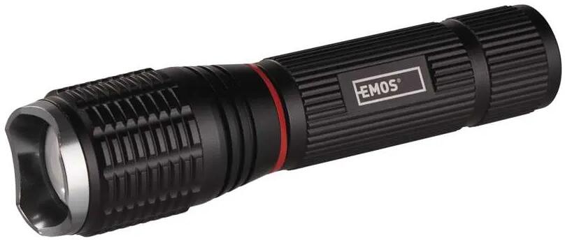 EMOS 1440813170 COB LED+LED Metall-Taschenlampe P3111, 230 lm, 3x AAA, Fokus, schwarz