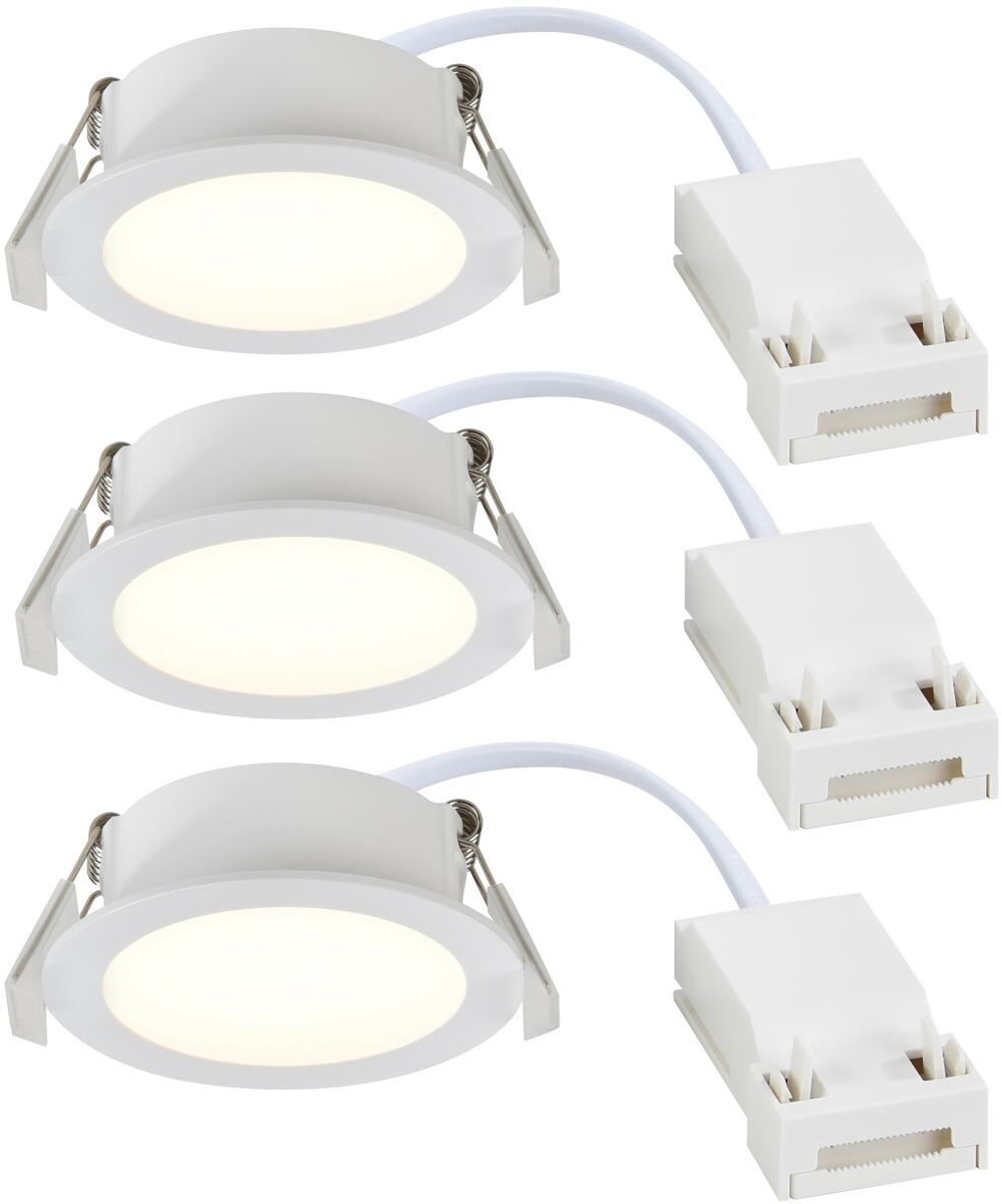 Nordlux Olea 3-Kit Einbaustrahler, Downlight, LED, 4.4W, 2700K, 345lm, IP65, weiß (2510400101)