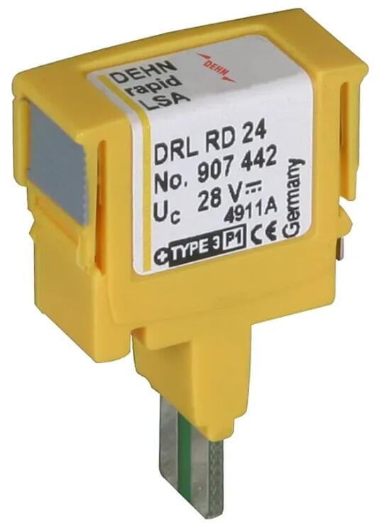 Dehn DRL RD 24 DEHNrapid Überspannungsableiter LSA Schutzstecker für 1 Doppelader Un, 24V (907442)