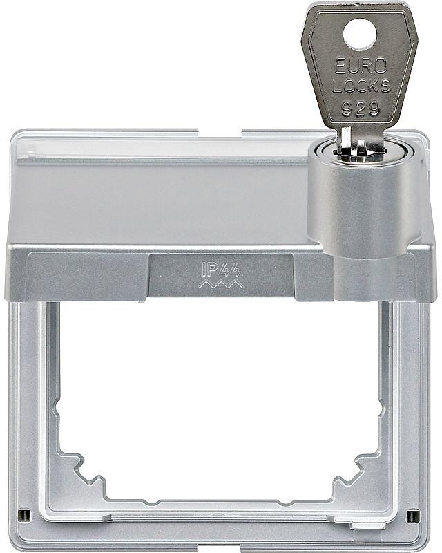 Merten 516360 Zwischenring mit Klappdeckel und Schriftfeld, Aquadesign, abschließbar, aluminium