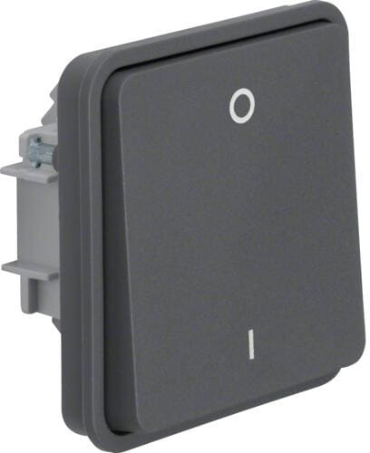Berker 30423515 Ausschalter-Einsatz, 2-polig, mit Wippe und Aufdruck, "0" und "1", W.1, grau matt