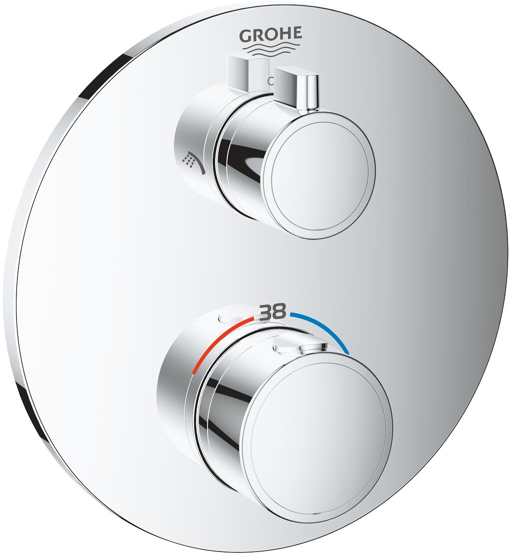 GROHE Grohtherm Thermostat-Brausebatterie mit integrierter 2-Wege-Umstellung, EcoJoy, chrom (24076000)