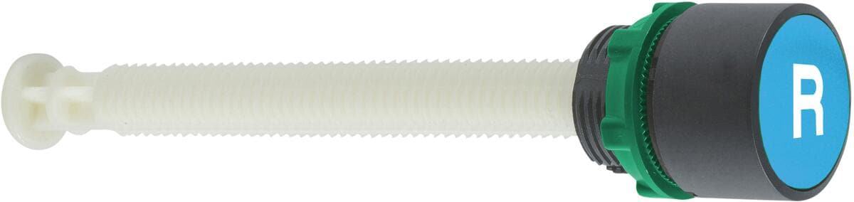 Schneider Electric XB5AA86102 Harmony XB5, Manueller Überlast-Rückstelltaster, Kunststoff, beschriftet R, tastend, 22mm, 17-120mm Länge, blau