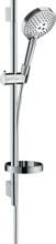 hansgrohe Raindance Select S Duschset 120 3 Strahlarten PowderRain mit Duschstange 65 cm und Seifenschale, Messing, 11 l/min, Chrom, (27654000)