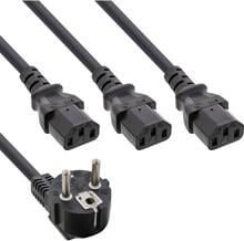 InLine Netz-Y-Kabel, 1x Schutzkontakt ST / 3x Kaltgeräte ST, Ver. 3 (2m+1/3/2m) (16653H)