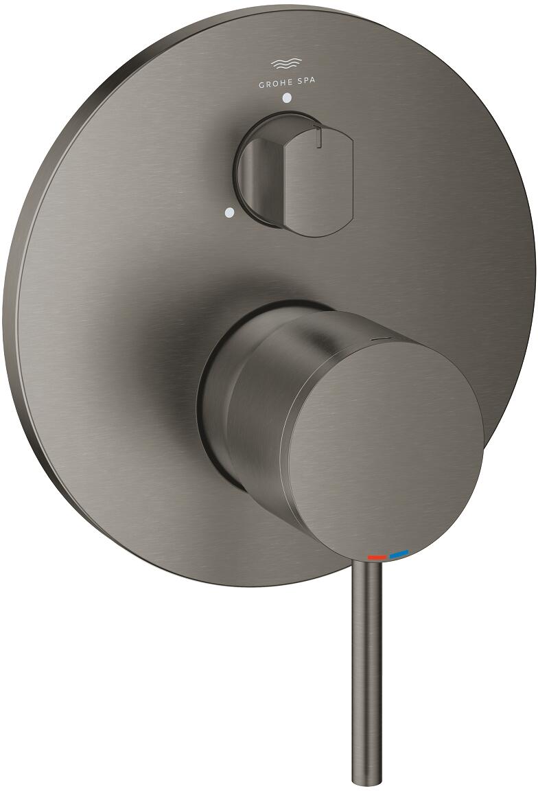 GROHE Atrio Einhandbatterie, 3-Wege Umstellung, Fertigmontageset für Rapido SmartBox, hard graphite gebürstet (24356AL0)