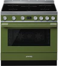 Smeg CPF9IPOG Standherd mit Induktionskochfeld, 90 cm breit, 115 L, SoftClose, Pyrolyse, 10 Garfunktionen, Metall lackiert, olivgrün