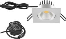 EVN PC65 LED Deckeneinbauleuchte, quadratisch, schwenkbar, 8,4W, 1010lm, 3000K, alu poliert (PC654N91402)