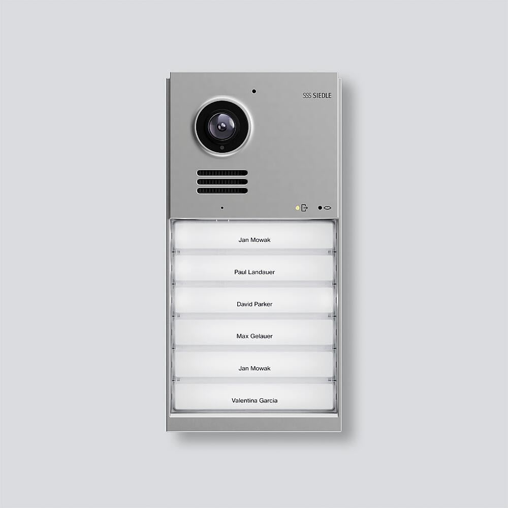 Siedle IQDM-0 Video-Türstation IQ Door, 4 Ruftasten, LAN/PoE & WLAN, 140° Kamera, Aufputzmontage, IP54 silber (210012906-00)