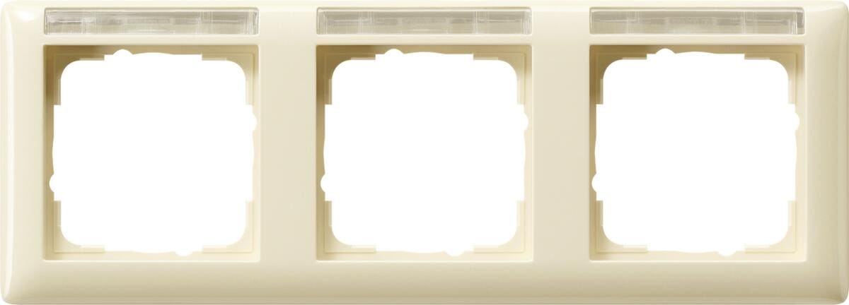 Gira 109301 Abdeckrahmen 3fach, bruchsicher, beschriftbar, sprühnebeldicht, waagerecht, Cremeweiß, System 55 Standard