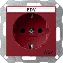Gira 047402 SCHUKO-Steckdose 16 A 250 V~ mit Beschriftungsfeld mit roter Abdeckung für WSV (weitere Sicherheitsversorgung)