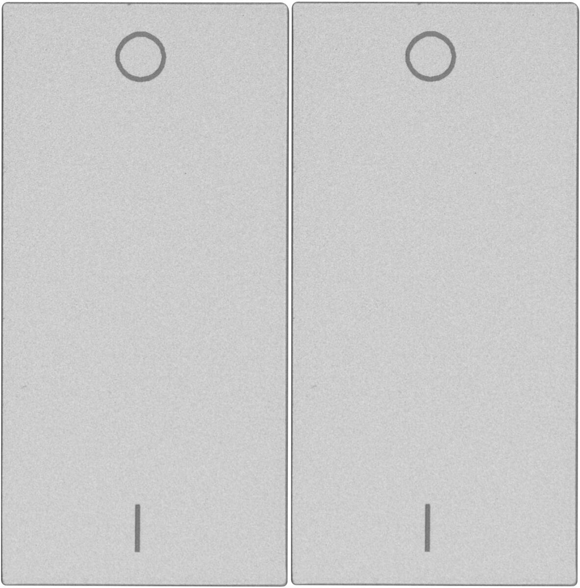 OPUS 55 Flächen-Doppelwippe für BRiDGE und Wandsender-Modul, Symbol I/0, alu-silber-seidenglanz (514.422.43)