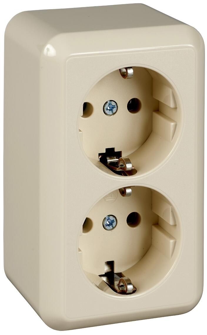 Elso 395400 Steckdose 2-fach 16A, Contura Schraubklemme, perlweiß