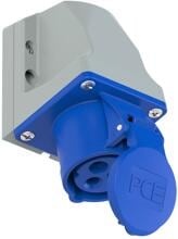 PCE CEE-Wandsteckdose, kompakt, 16A, 3p, 6h, IP44, TT, blau (113-6ttk)