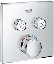 GROHE Grohtherm SmartControl Thermostat, mit 2 Absperrventilen, Fertigmontageset für Rapido SmartBox, Wandrosette eckig, EcoJoy, chrom (29124000)