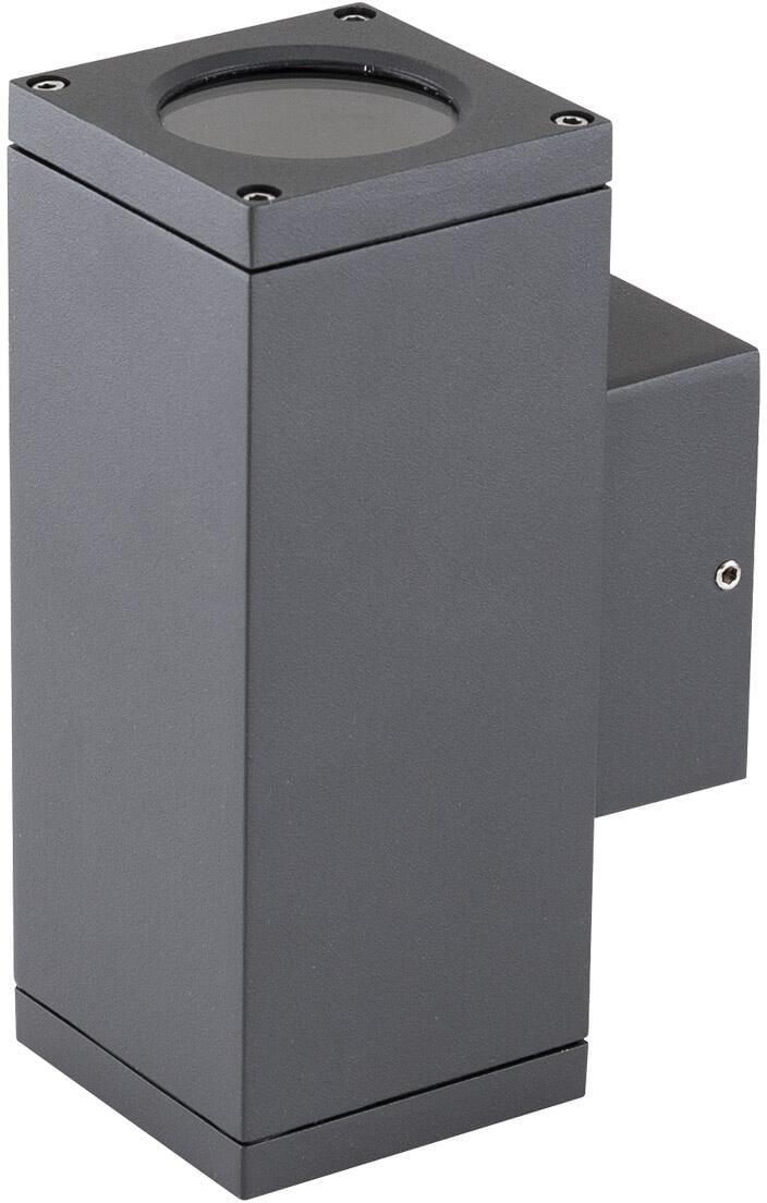EVN NOCO Zweiflammige Wandleuchte, rechteckig, IP54, GU10, max. 2x 11W, 220-240V, up & down, anthrazit (485016N)