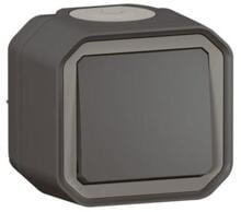 Legrand Plexo New Feuchtraum-Aufputz Taster 10 A, Steckklemmen (SL), IP 55, anthrazit (069790L)