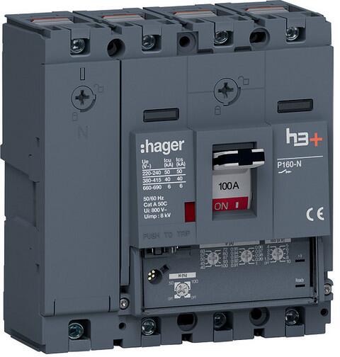 Hager HNS101GC Leistungsschalter h3+ P160 LSnI 4P4D N0-50-100% 100A 40kA CTC