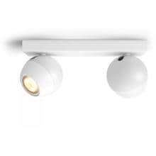 Philips Hue White Ambiance Buckram LED Doppelspot, Dimmschalter, GU10, 10W, 700lm, 4000K, weiß (929003047801)