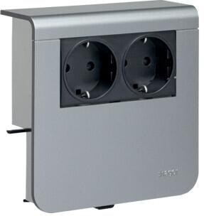 Hager SL20080900D1 GeräGeräteträger Steckdose 2-fach vorverdrahtet Steckklemmen zu SL 20x80mm, Dekor Aluminium