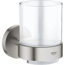 GROHE Essentials Accessoires Glas mit Halter, Glas/Metall, supersteel (40447DC1)
