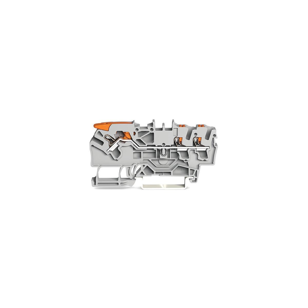 Wago 2102-5301 3-Leiter-Durchgangsklemme mit Hebel, Drücker, 2,5mm², Push-in Cage Clamp, grau