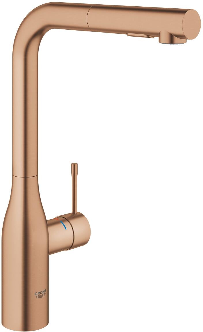 GROHE Essence Einhand-Spültischbatterie, Einlochmontage, herausziehbare Dual Spülbrause, Professional Edition, warm sunset gebürstet (30504DL0)