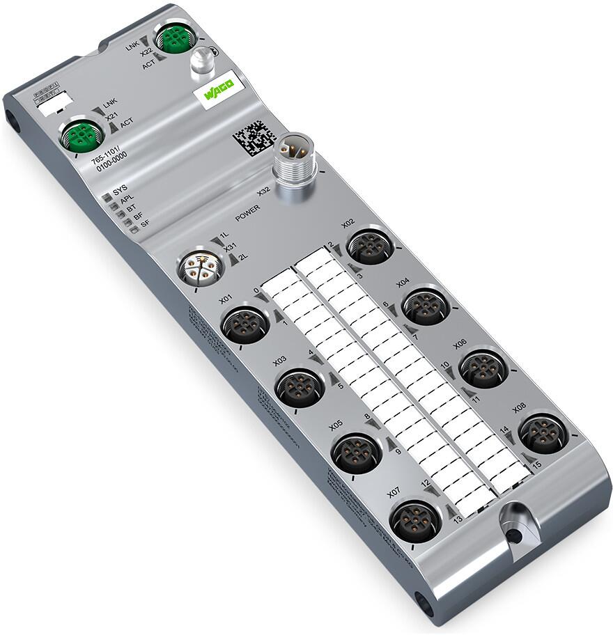 Wago 765-1101/100-000 16-Kanal-Digitaleingang, Profinet, 24VDC, 8xM12 ...