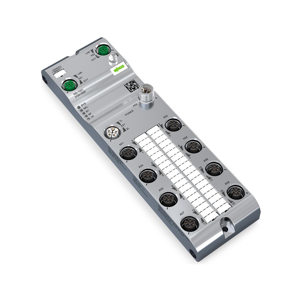 Wago 765-1101/100-000 16-Kanal-Digitaleingang, Profinet, 24VDC, 8xM12-Anschluss, WideLine, IP67