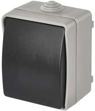 EMOS A1398 Wandschalter Nr.1,6, IP54, 1 Taste, grau/schwarz (3104139800)