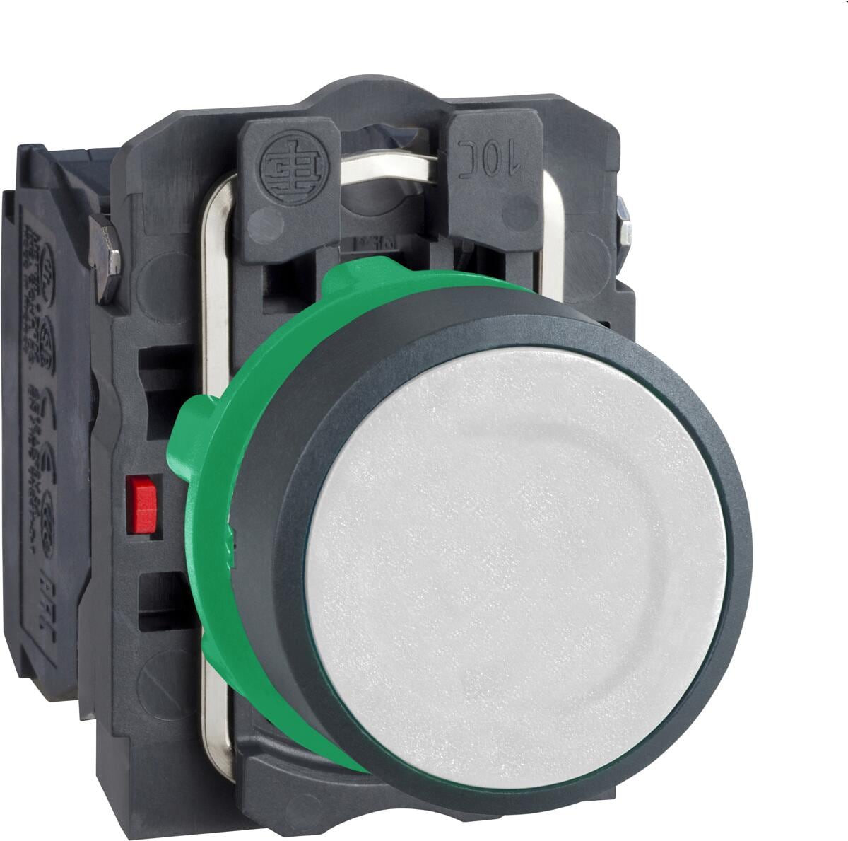 Schneider Electric XB5AA15 Harmony XB5, Drucktaster, Kunststoff, unbeschriftet, 22mm, tastend, 1S + 1Ö, weiß