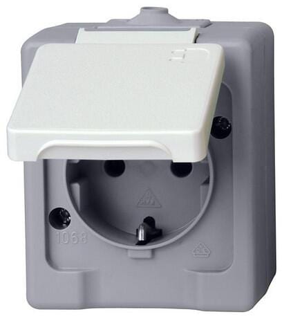 Kopp 100648007 AP-FR Steckdose 1fach, grau