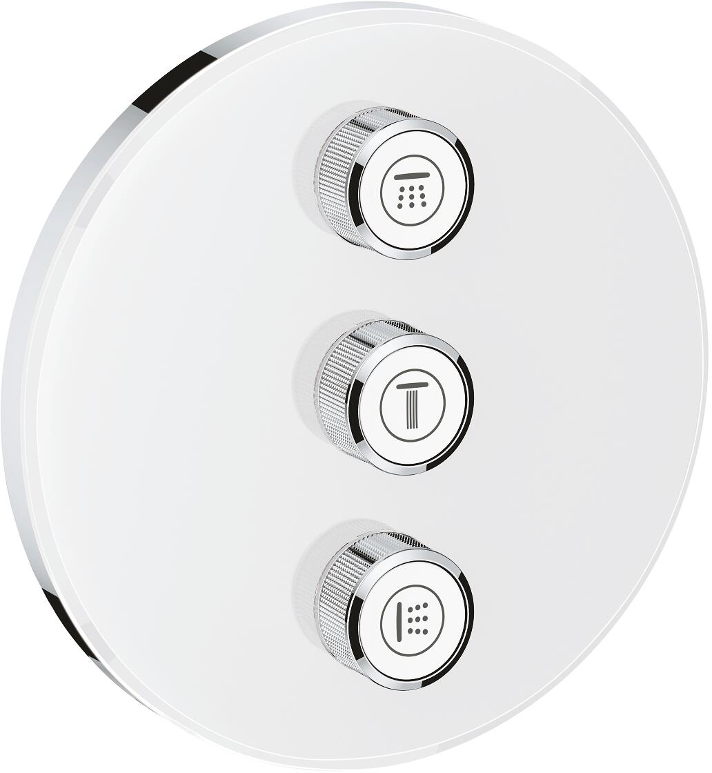 GROHE Grohtherm SmartControl 3-fach Unterputzventil, Fertigmontageset für Rapido SmartBox, Wandrosette rund, moon white (29152LS0)