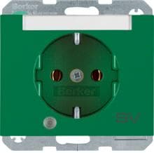 Berker 41107113 Steckdose SCHUKO mit Kontroll-LED, Beschriftungsfeld und erhöhtem Berührungsschutz, K.1, grün glänzend