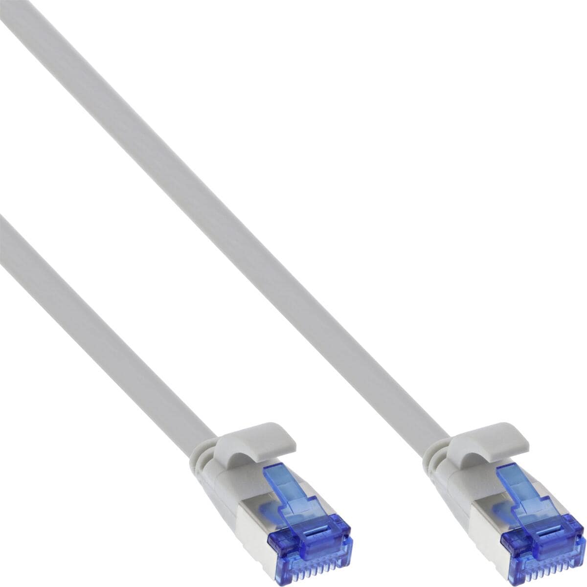 InLine Patchkabel flach, U/FTP, Cat.6A, TPE halogenfrei, grau, 0,3m (75713)