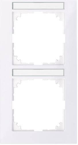 Merten MEG4022-3625 Rahmen mit Beschriftungsträger, M-Pure, 2-fach, senkrechte Montage, aktivweiß glänzend