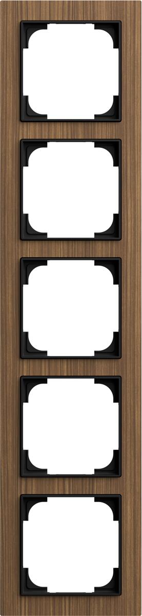Busch-Jaeger 1725-4086 Abdeckrahmen, art linear, 5-fach, Holz Walnuss (2CKA001754A4896)