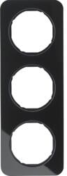 Berker 10132116 Rahmen, 3fach, R.1, Glas, schwarz