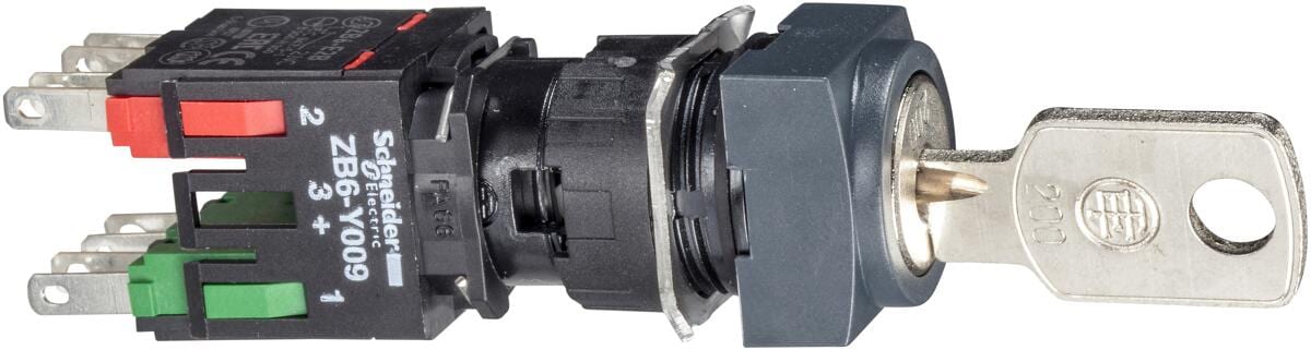 Schneider Electric XB6CGC5B Schlüsselschalter, Ronis Quadratisch, 2 Stellungen, rastend, 1S+1Ö