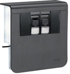 Hager SL200809079011 Geräteträger, 20x80 mm, 2-fach RJ45, graphitschwarz