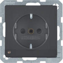 Berker 41096086 Steckdose SCHUKO mit LED-Orientierungslicht und erhöhtem Berührungsschutz, Q.1/Q.3, anthrazit samt, lackiert
