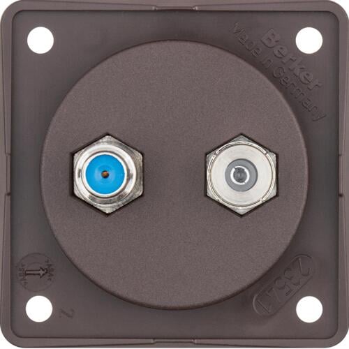 Berker 945602501 Antennen-Verbinderdose, Radio/SAT, Integro Modul-Einsätze, Integro Flow, braun matt