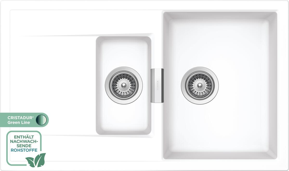 Schock Mono D-150-A Granitspüle mit Ablauffernbedienung, Cristadur Green Line, reversibel, day (MOND150ADAY)