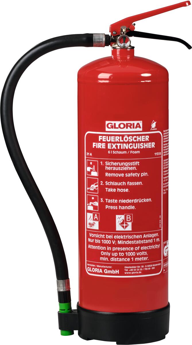Gloria SD 6 E fluorfrei Feuerlöscher, fluorfreier Schaum 6,0 l, rot (814222.0000)