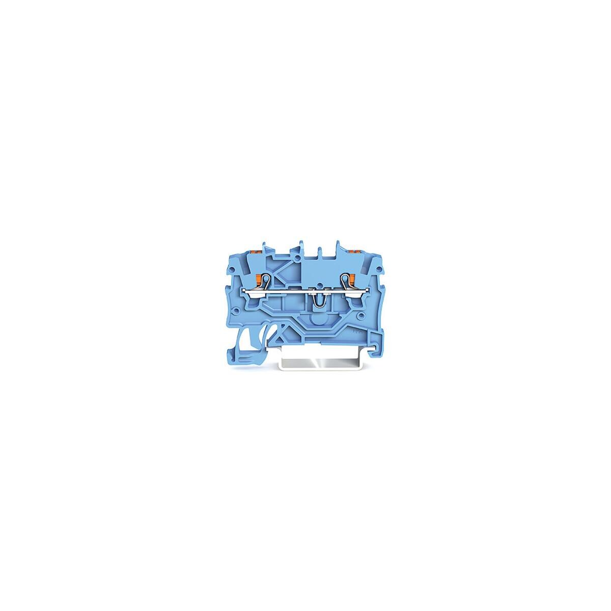 Wago 2200-1204 2-Leiter-Durchgangsklemme mit Drücker, 1mm², Push-in Cage Clamp, blau